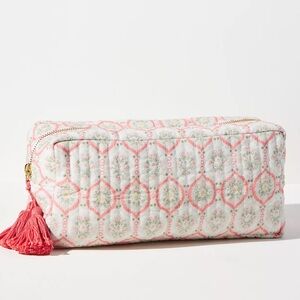 Anthropologie Tassel Quilted Cosmetic Case
